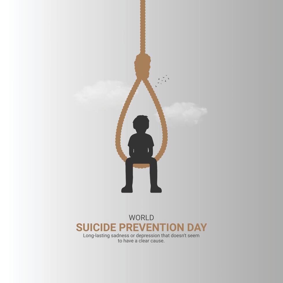 suicide prevention day Creative Ads Design. ribbon and stop icon isolated on Template for background. suicide prevention Poster, , 3d, illustration, Sep 10. Important day, Holiday concept. vector