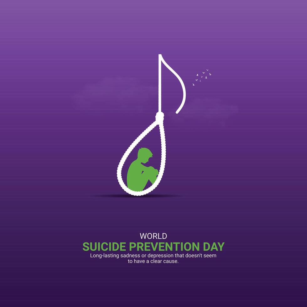 suicide prevention day Creative Ads Design. ribbon and stop icon isolated on Template for background. suicide prevention Poster, , 3d, illustration, Sep 10. Important day, Holiday concept. vector