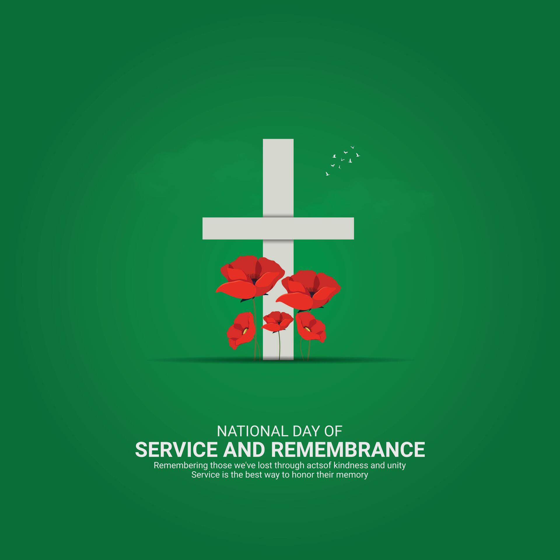 National Day of Service and Remembrance. gun and flower icon isolated on Template for background