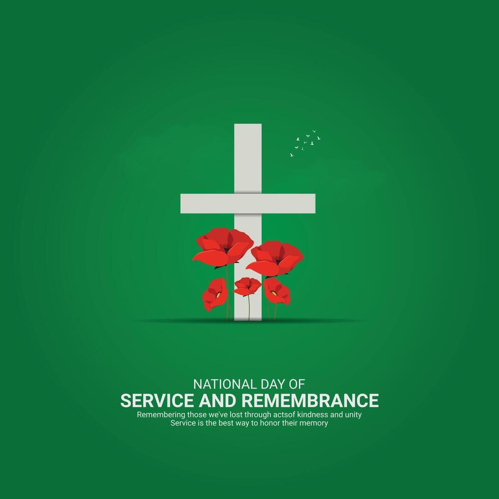 National Day of Service and Remembrance. gun and flower icon isolated on Template for background