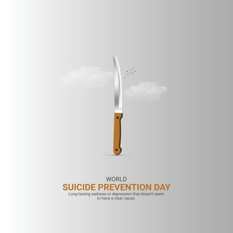 suicide prevention day Creative Ads Design. ribbon and stop icon isolated on Template for background. suicide prevention Poster, , 3d, illustration, Sep 10. Important day, Holiday concept. vector