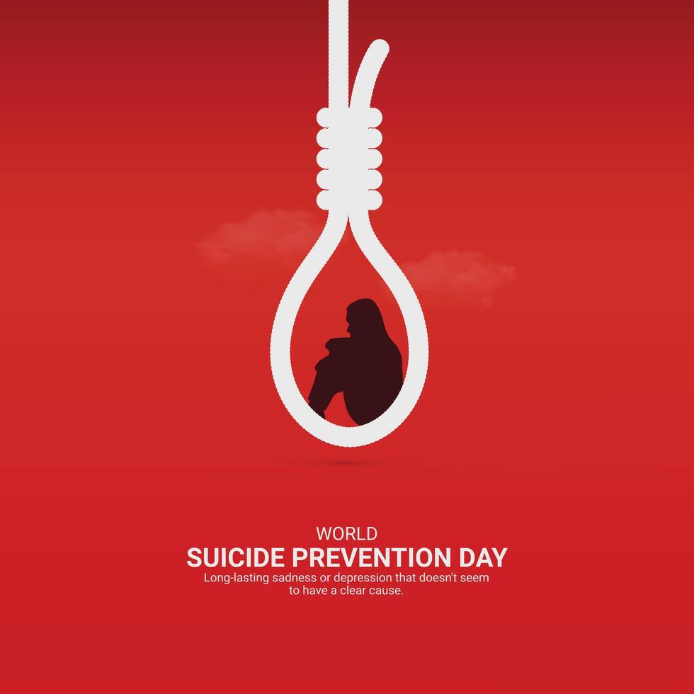 suicide prevention day Creative Ads Design. ribbon and stop icon isolated on Template for background. suicide prevention Poster, , 3d, illustration, Sep 10. Important day, Holiday concept. vector
