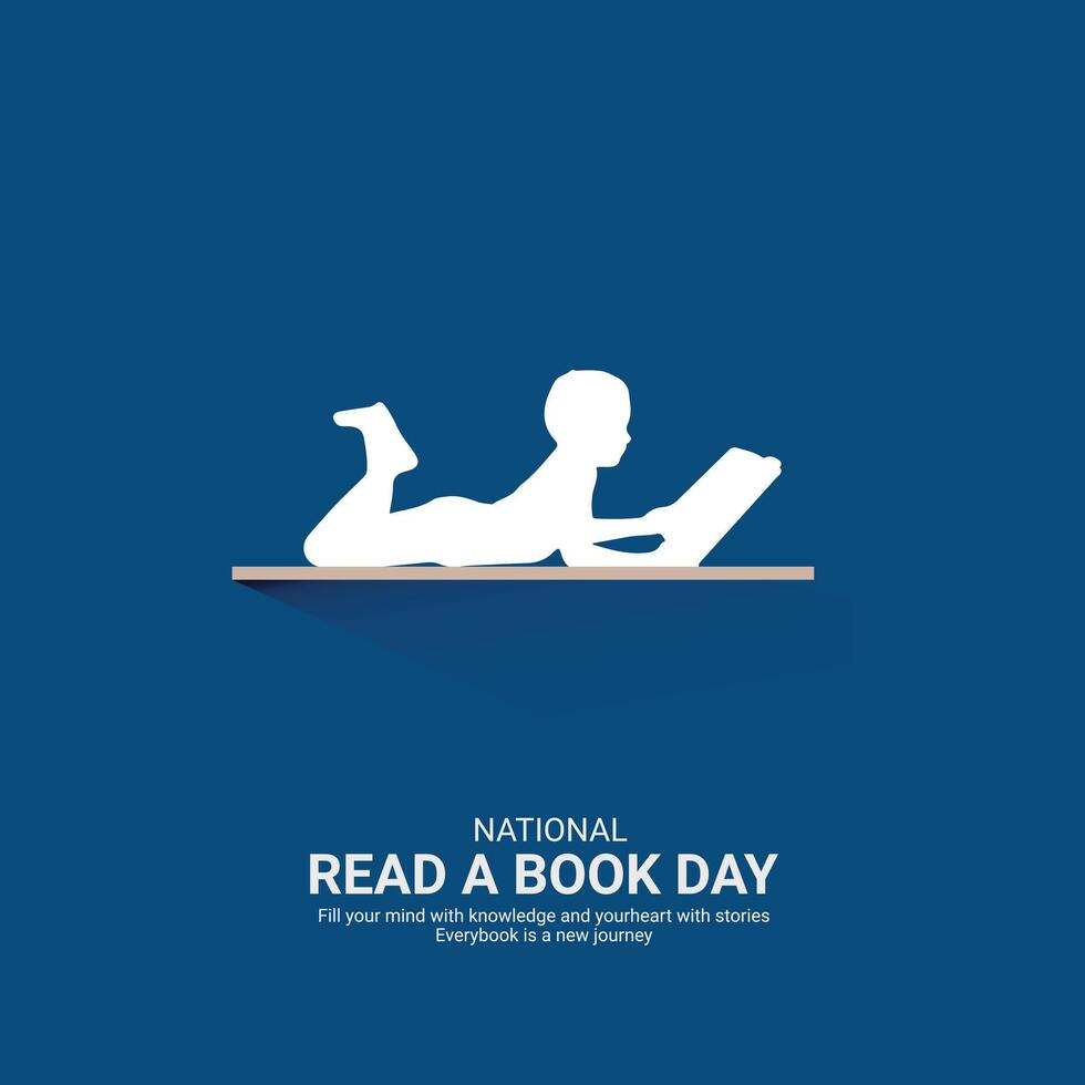 National Read a Book Day creative. Book and man silhouette isolated on Template for background. Read a Book Day ads Poster, , 3d, illustration, September 6. Important day, Holiday concept. vector