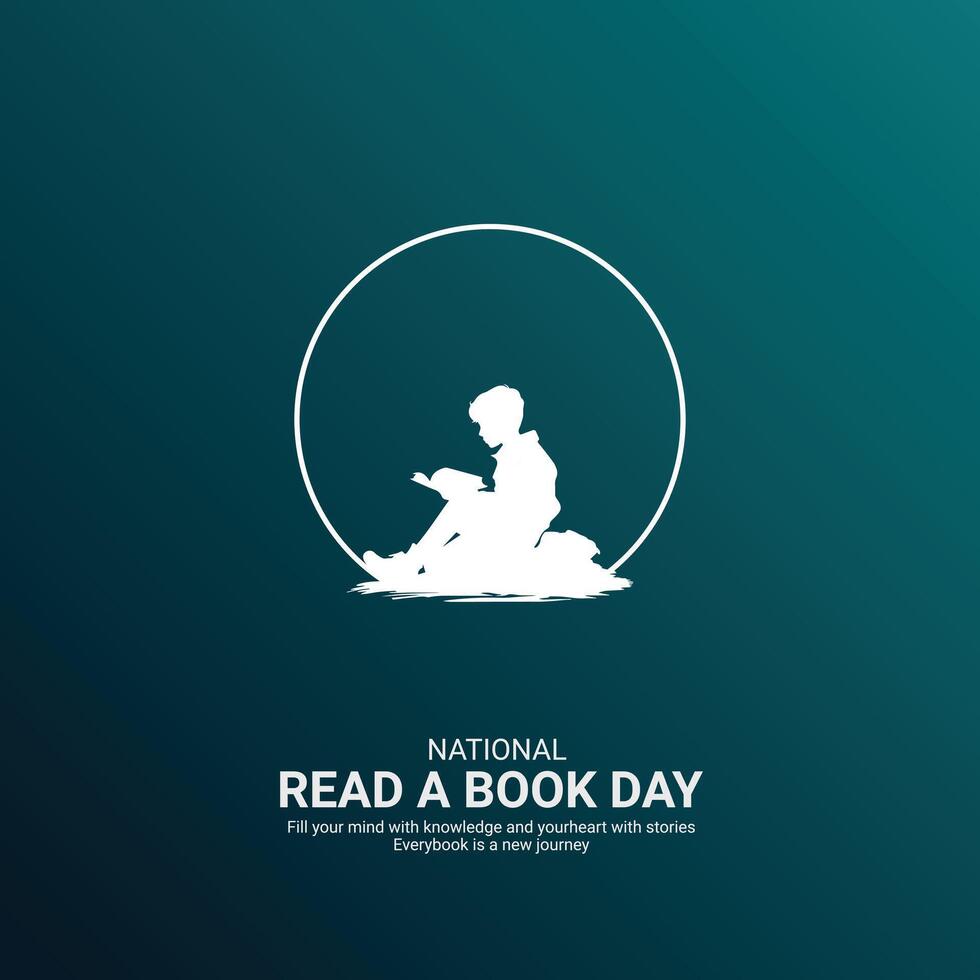 National Read a Book Day creative. Book and man silhouette isolated on Template for background. Read a Book Day ads Poster, , 3d, illustration, September 6. Important day, Holiday concept. vector