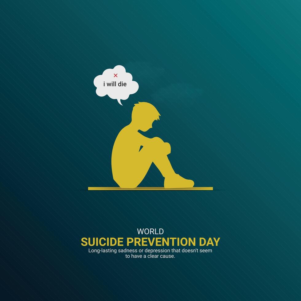 suicide prevention day Creative Ads Design. ribbon and stop icon isolated on Template for background. suicide prevention Poster, , 3d, illustration, Sep 10. Important day, Holiday concept. vector