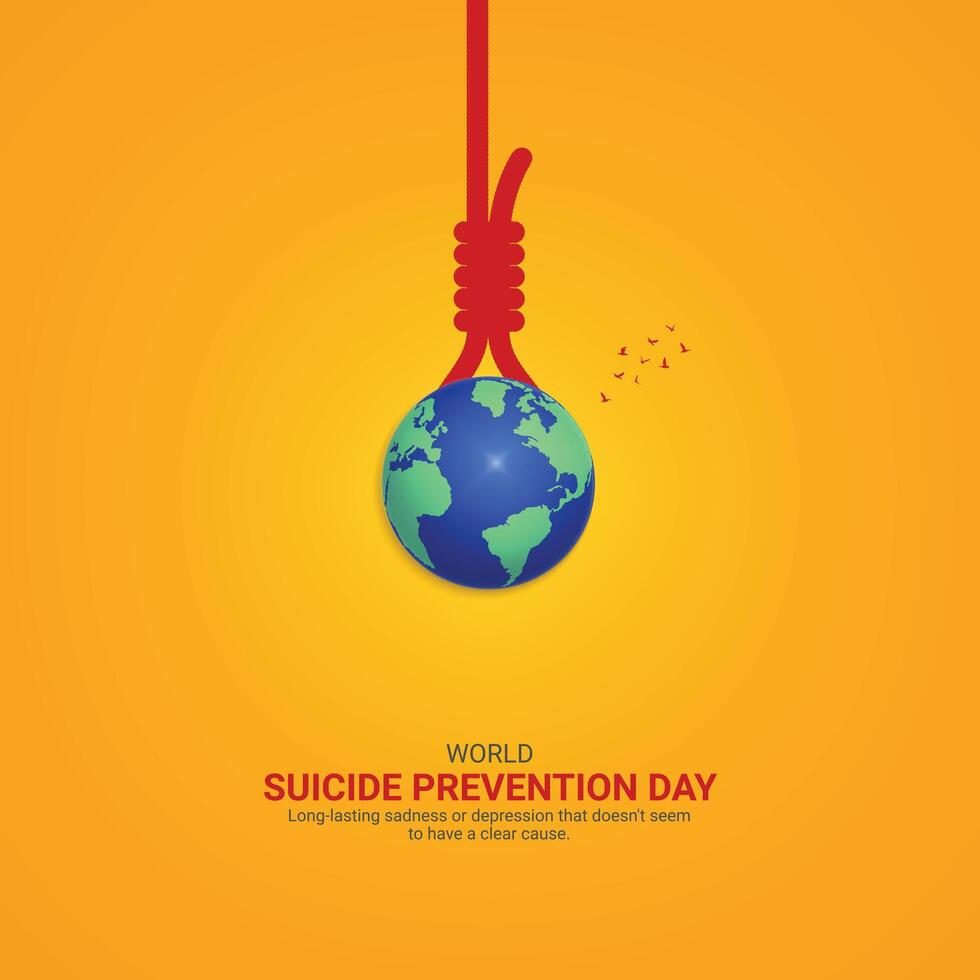 suicide prevention day Creative Ads Design. ribbon and stop icon isolated on Template for background. suicide prevention Poster, , 3d, illustration, Sep 10. Important day, Holiday concept. vector