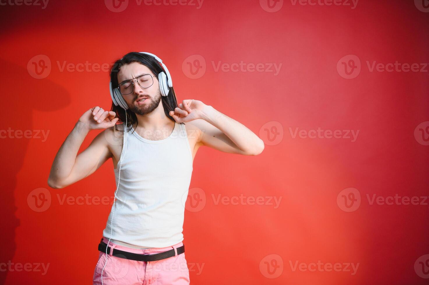Portrait of a gay man on a colored background. Gender equality. The concept of the LGBT community. Equality. photo