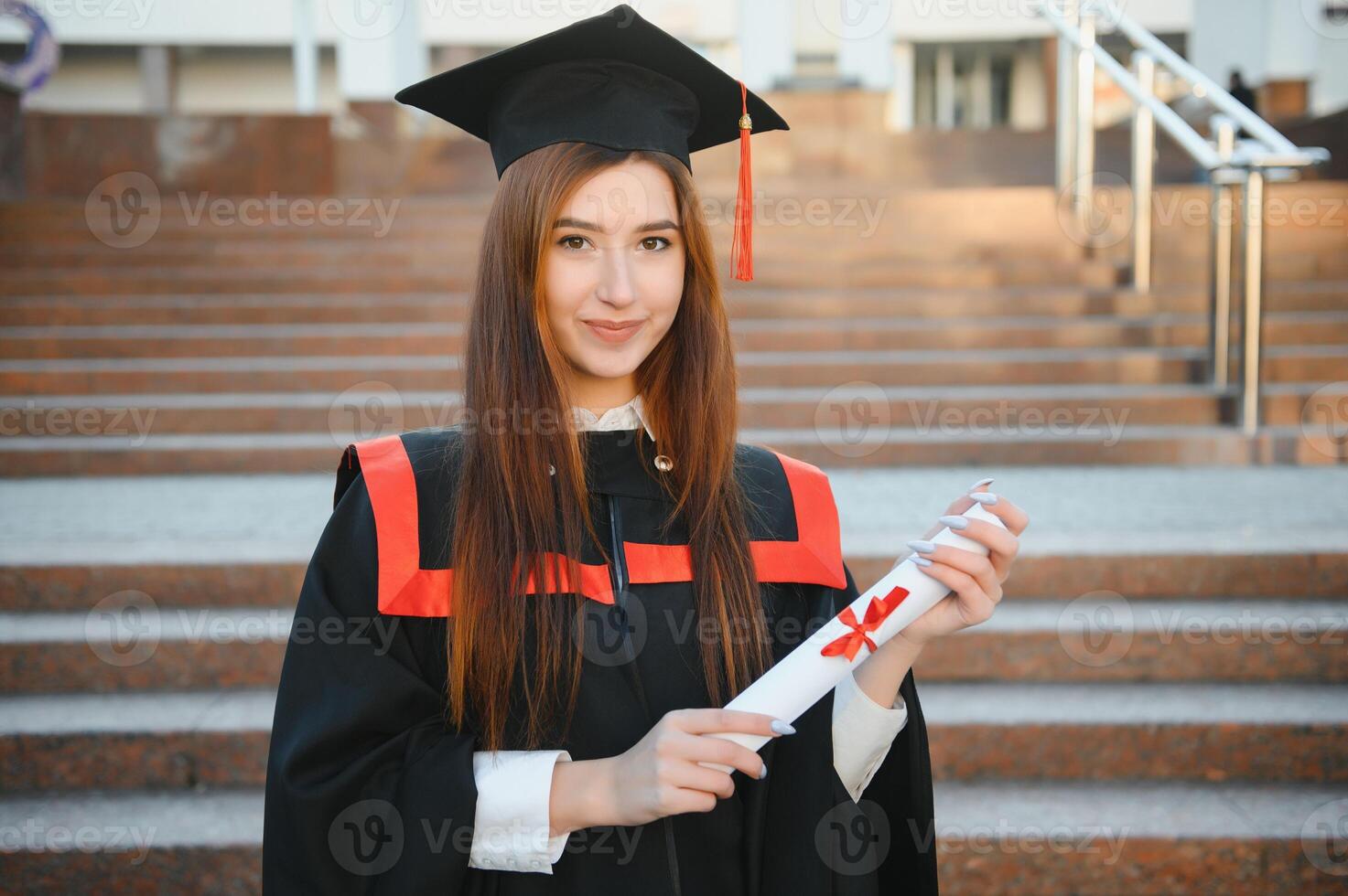 Graduation, Student Standing With Diploma photo