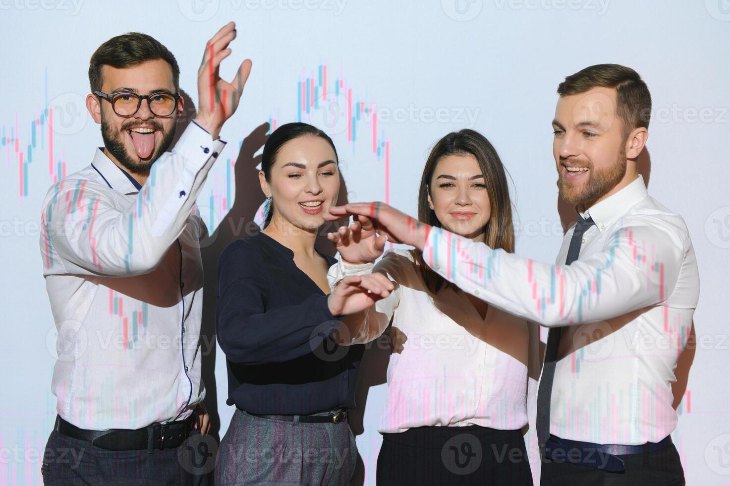 Group of business people smiling on camera. Fron View photo