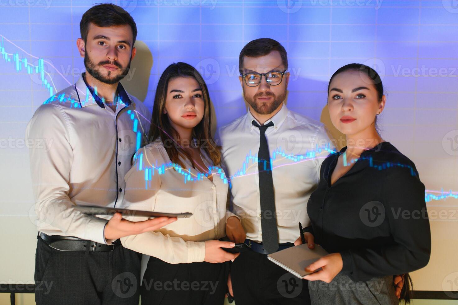 Group of business people smiling on camera. Fron View photo
