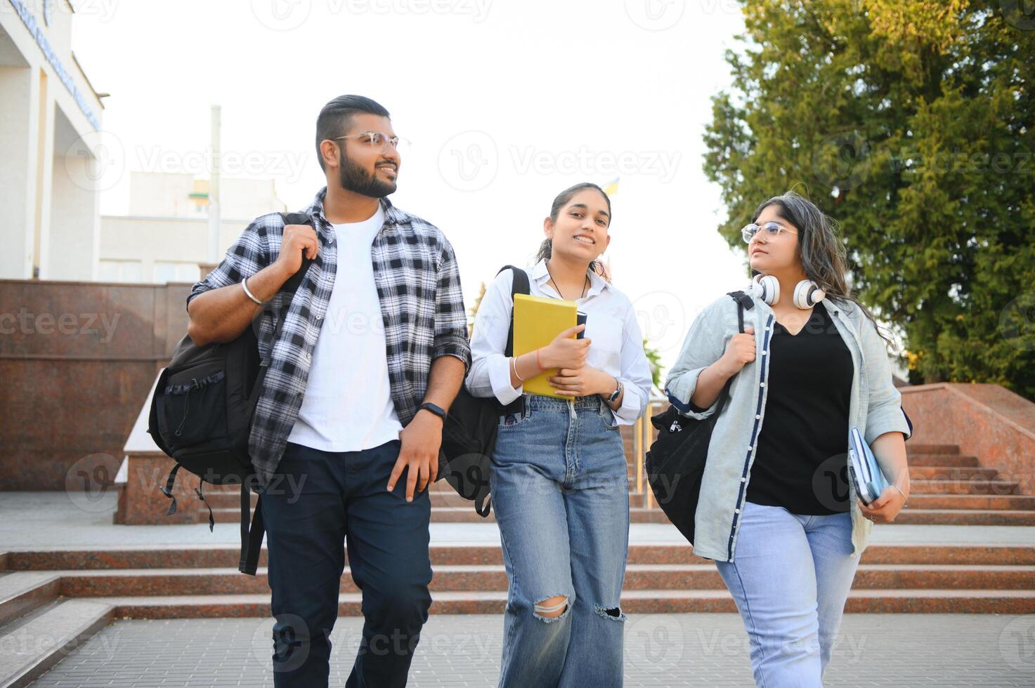 Group of Indian or Asian college students in the campus photo