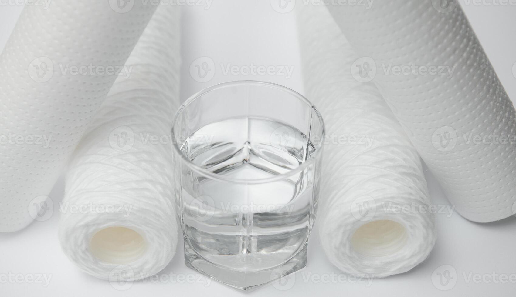 cartridges for water filter on white photo