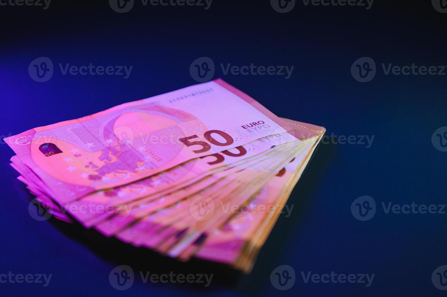 Banknotes 50 euro banknotes close-up with. Paper cash Euro banknotes photo