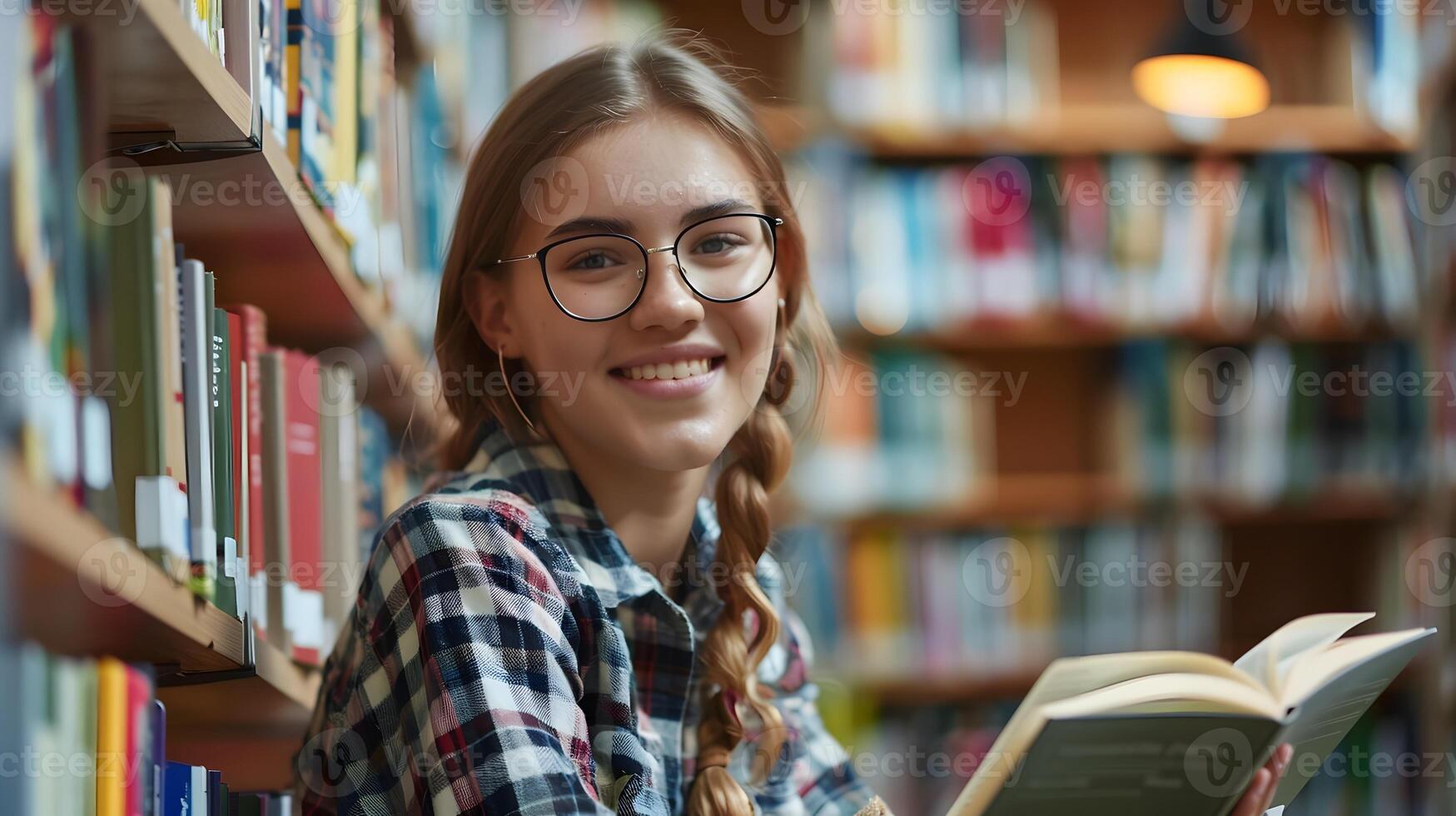 Happy Young Library Assistant A Beacon of Knowledge and Enthusiasm in the World of Literature and Learning photo