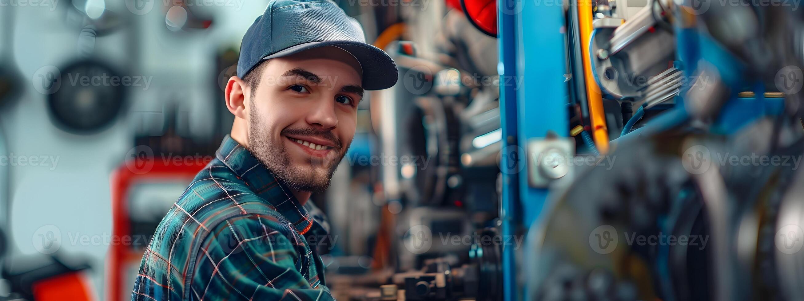 Industrious Spirit A Joyful Young Assembler Excels in Manufacturing photo