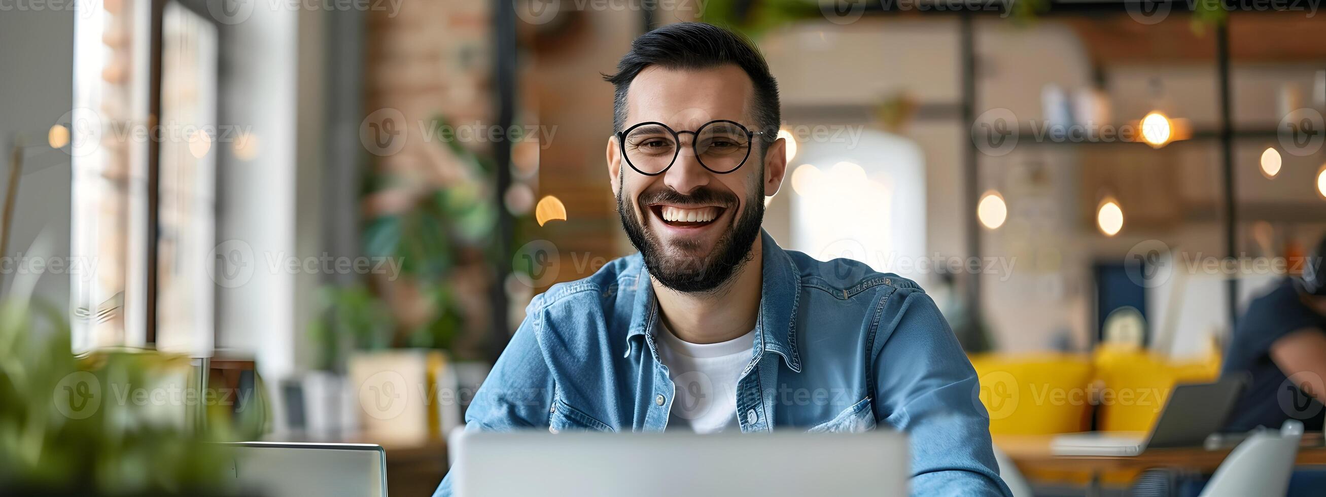 Thriving Marketing Specialist Embracing Success in a Vibrant Office Space photo