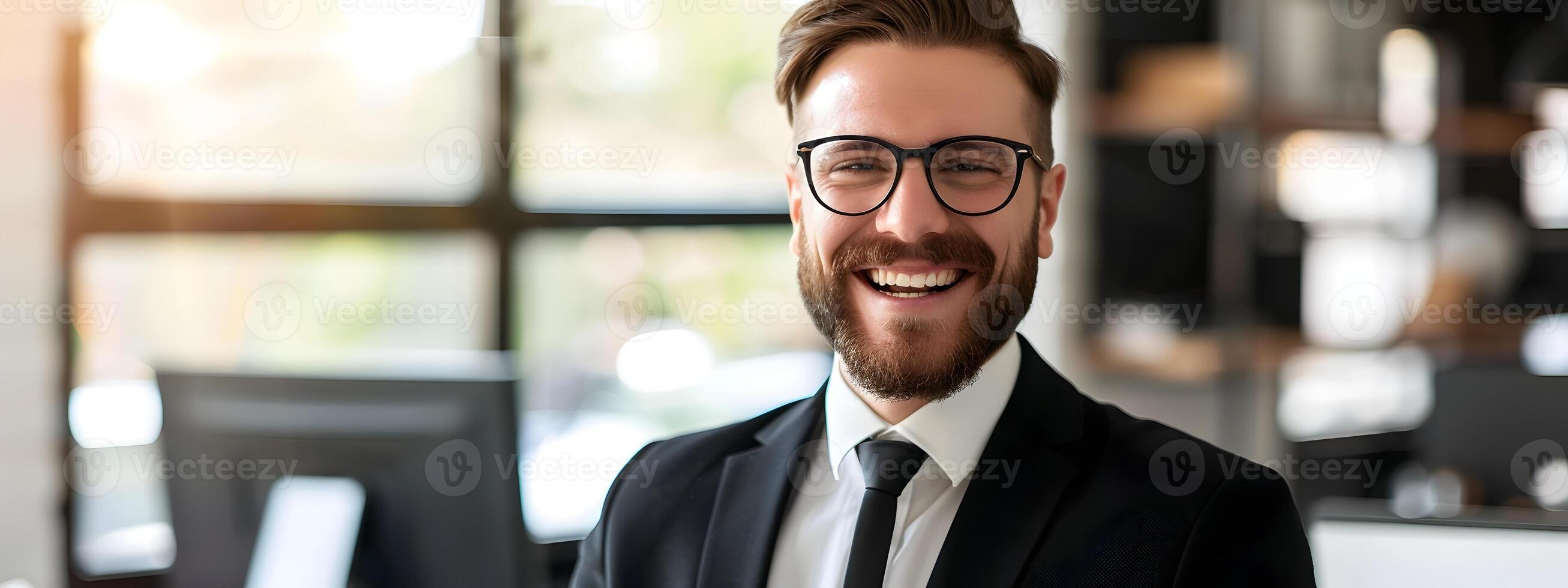 Successful and Confident Branch Manager in Smart Business Attire Exuding Positivity photo