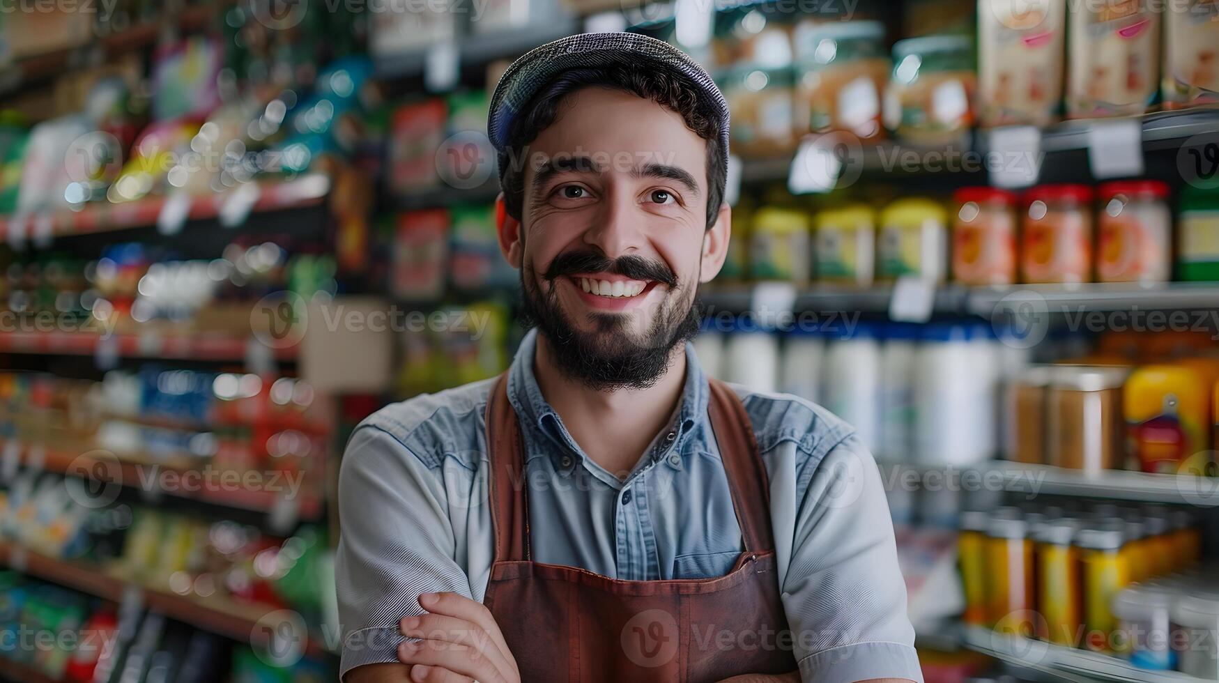 Young Shelf Joyous Workday A Vivid Portrayal of Success in Retail Industry photo
