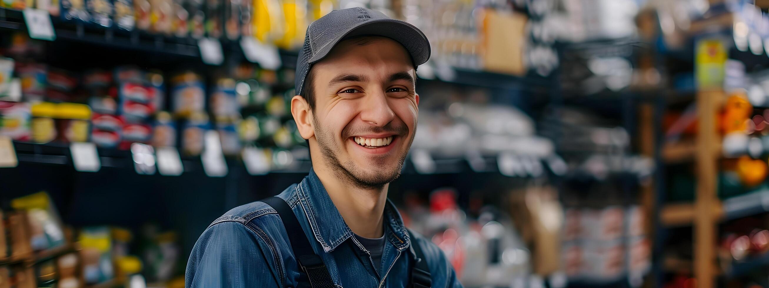 Enthusiastic Retail Employee Assisting Customers with a Friendly Smile photo