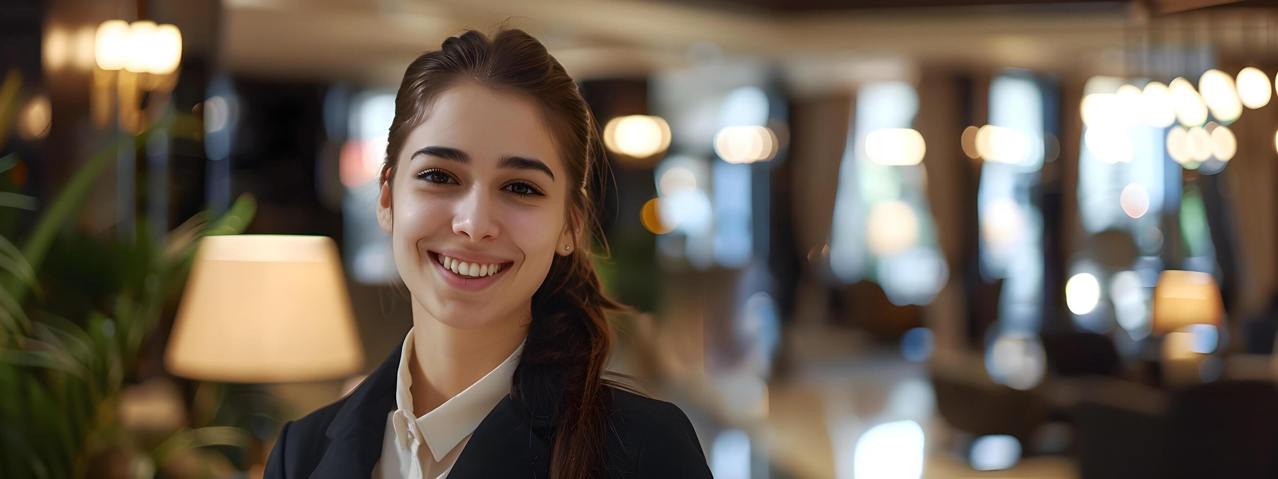 Friendly and Welcoming Young Concierge at Hotel Front Desk Providing Excellent Customer Service photo