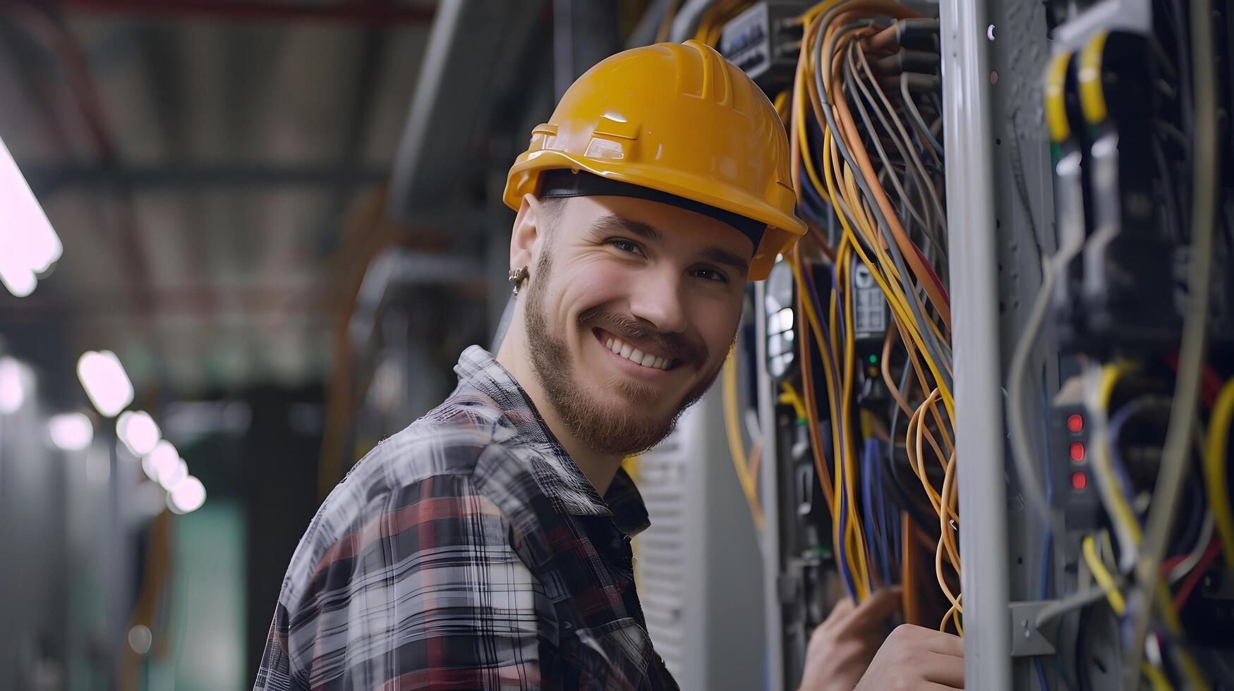 dedicado artesano diligentemente mantener eléctrico infraestructura foto