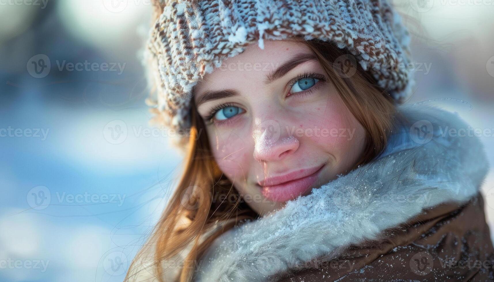 Siberian beauty in snowy landscape photo