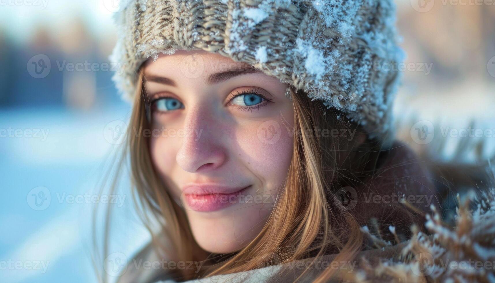 Siberian beauty in snowy wonderland photo
