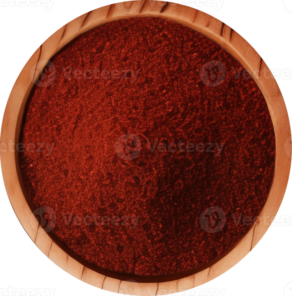 Sumac powder spice in wooden bowl png
