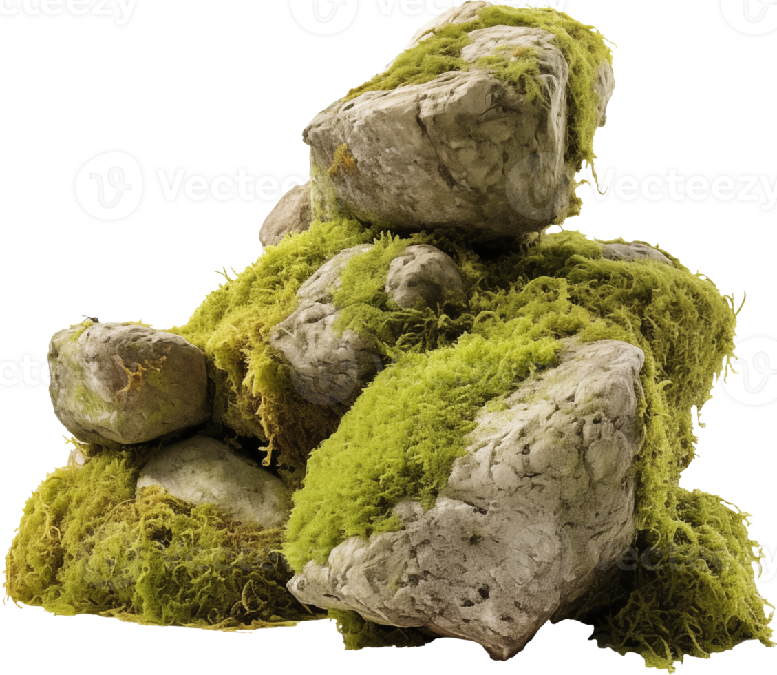 Rock covered by moss png