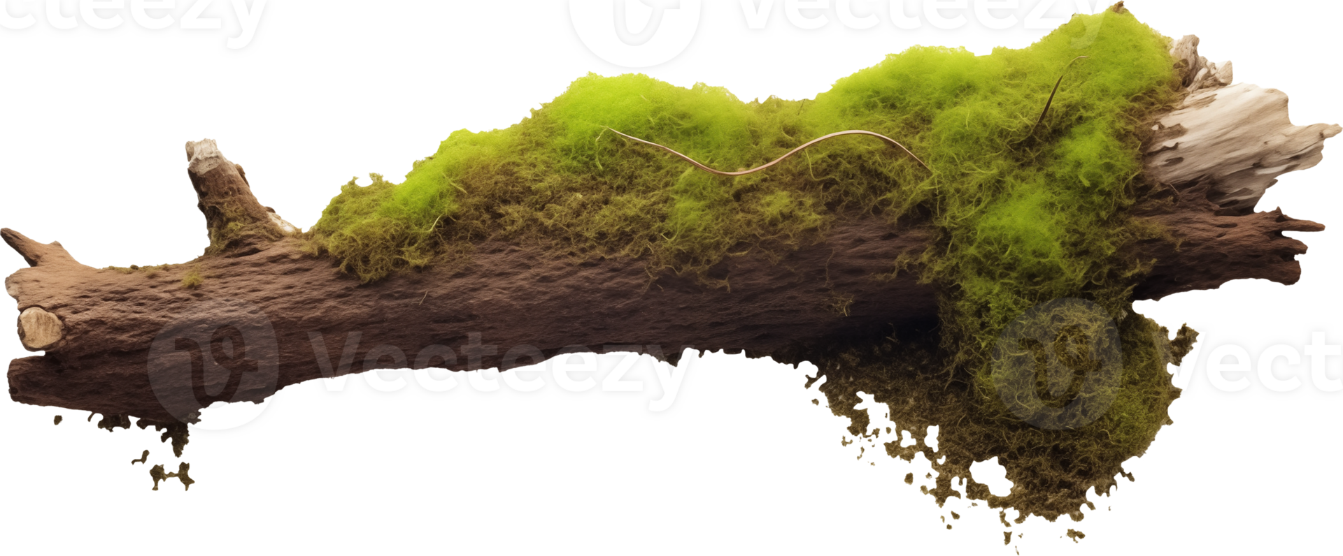 Moss on rotten trunk and dirt png