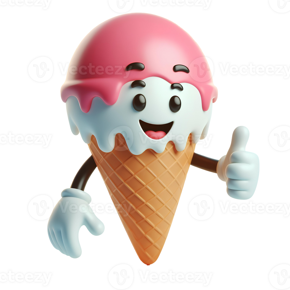 Ice cream character isolated in transparent background png