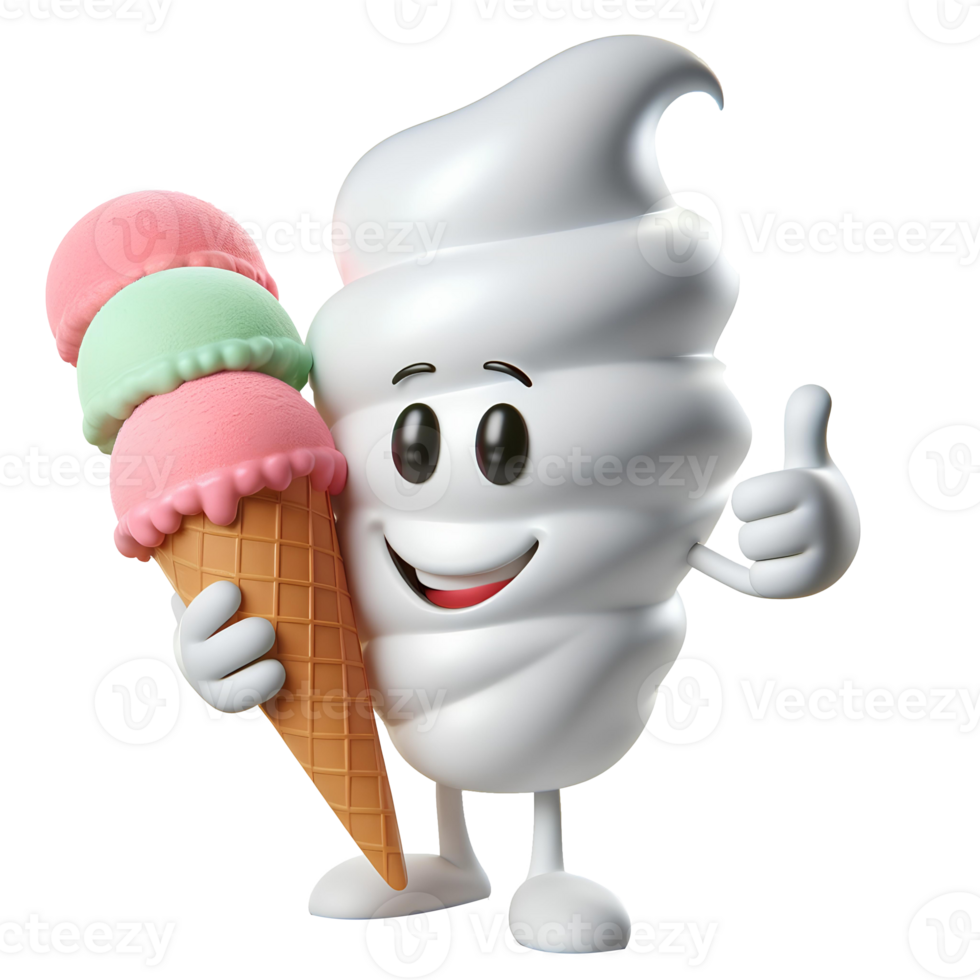 Ice cream character isolated in transparent background png