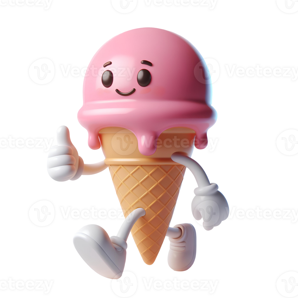 Ice Cream character isolated in transparent background png