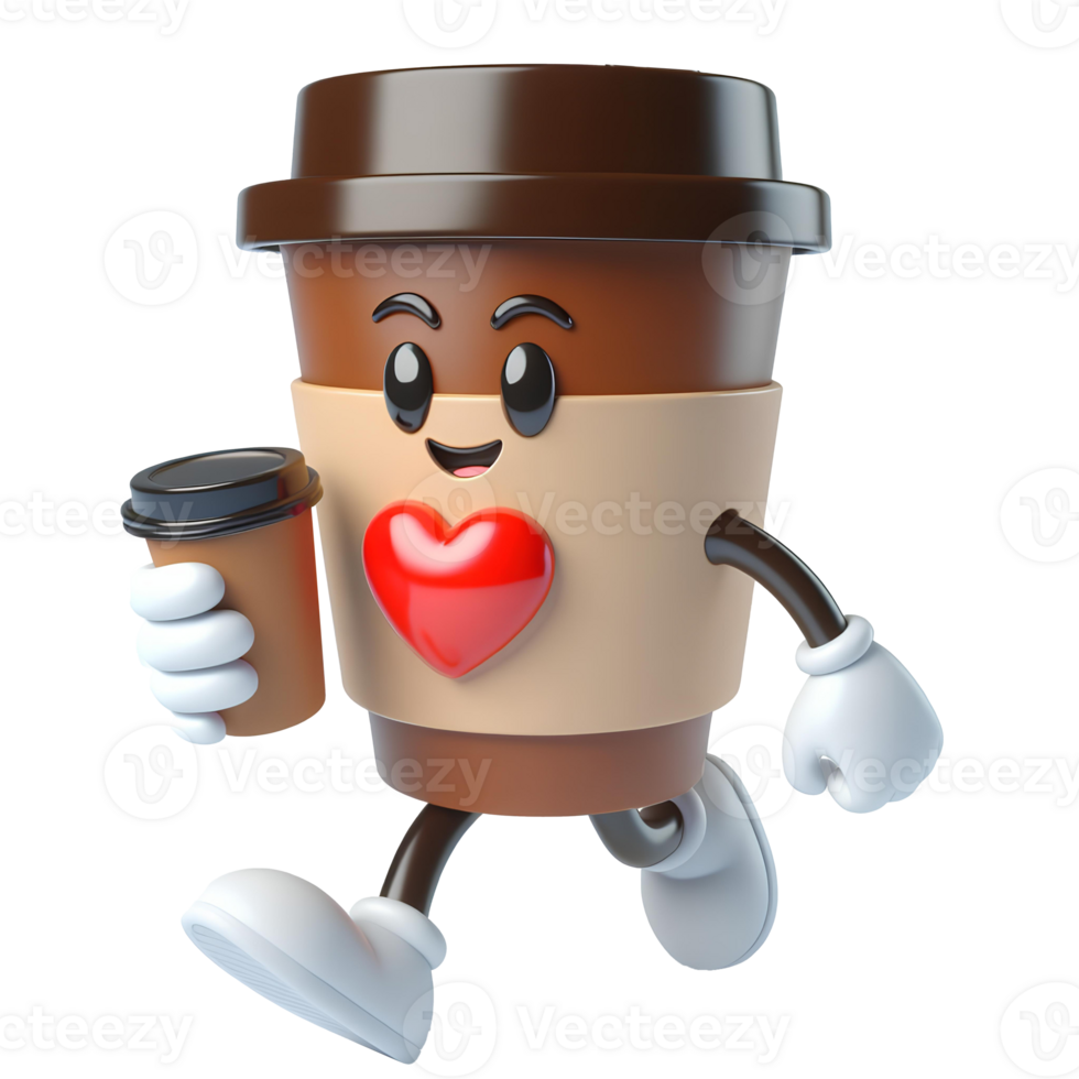 Coffee character isolated in transparent background png