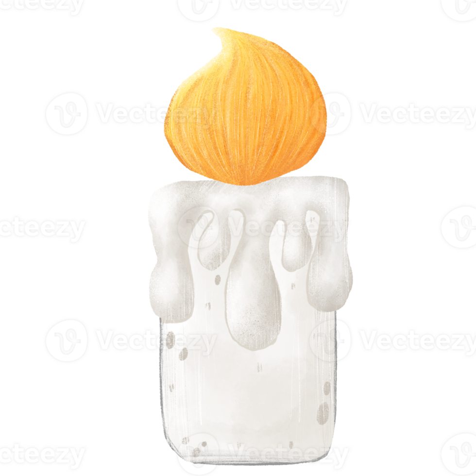 Lighted white candle cartoon image, white candle clipart, candle illustration. png