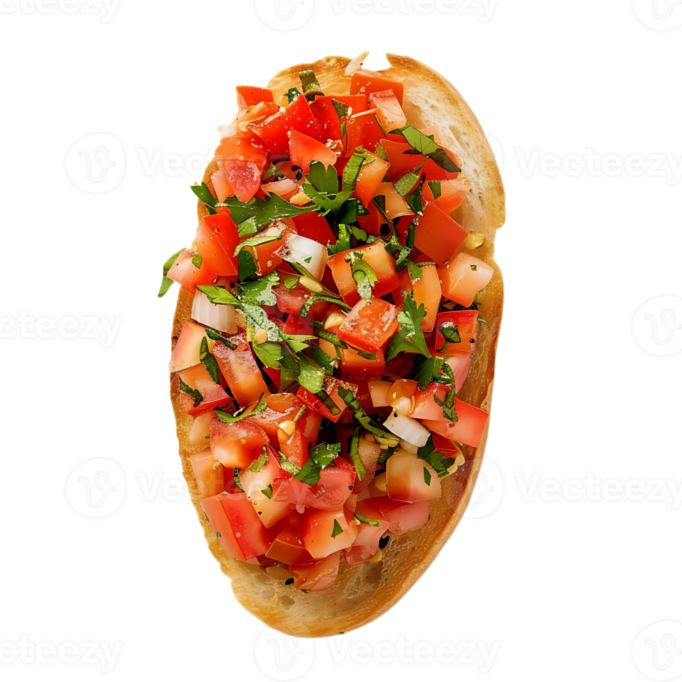 Tomato Basil Bruschetta on Toasted Bread - Food Photography png