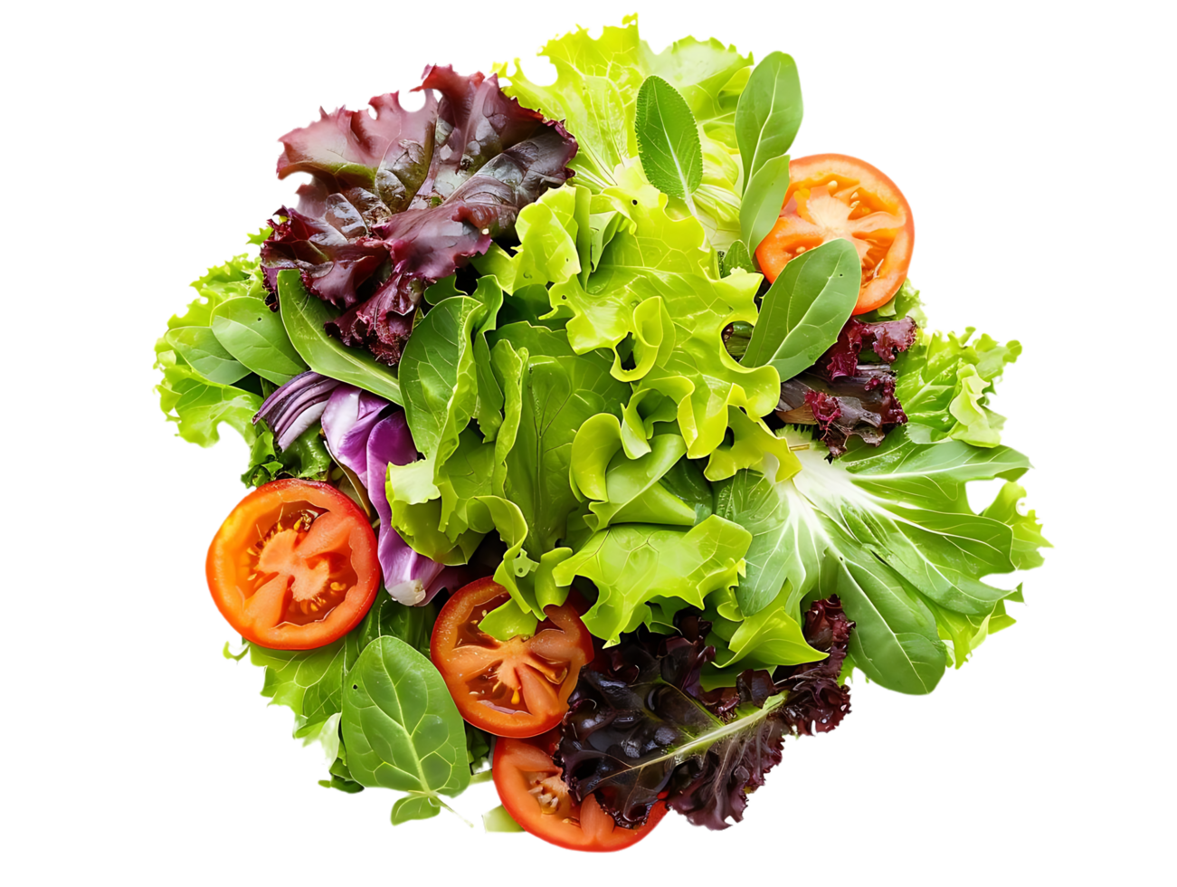 Fresh Green Salad with Tomatoes, Lettuce, and Spinach - Photo png