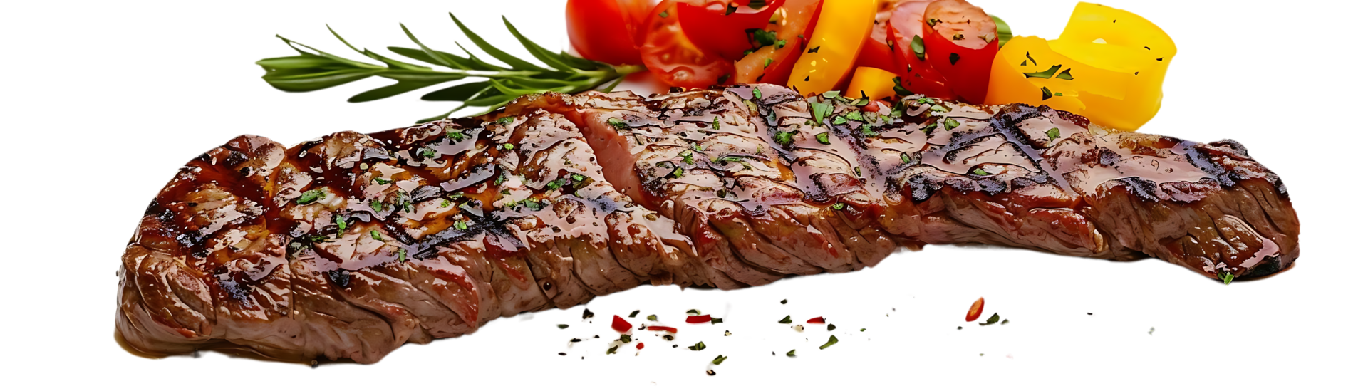 Grilled Steak with Tomatoes and Peppers - Realistic Image png