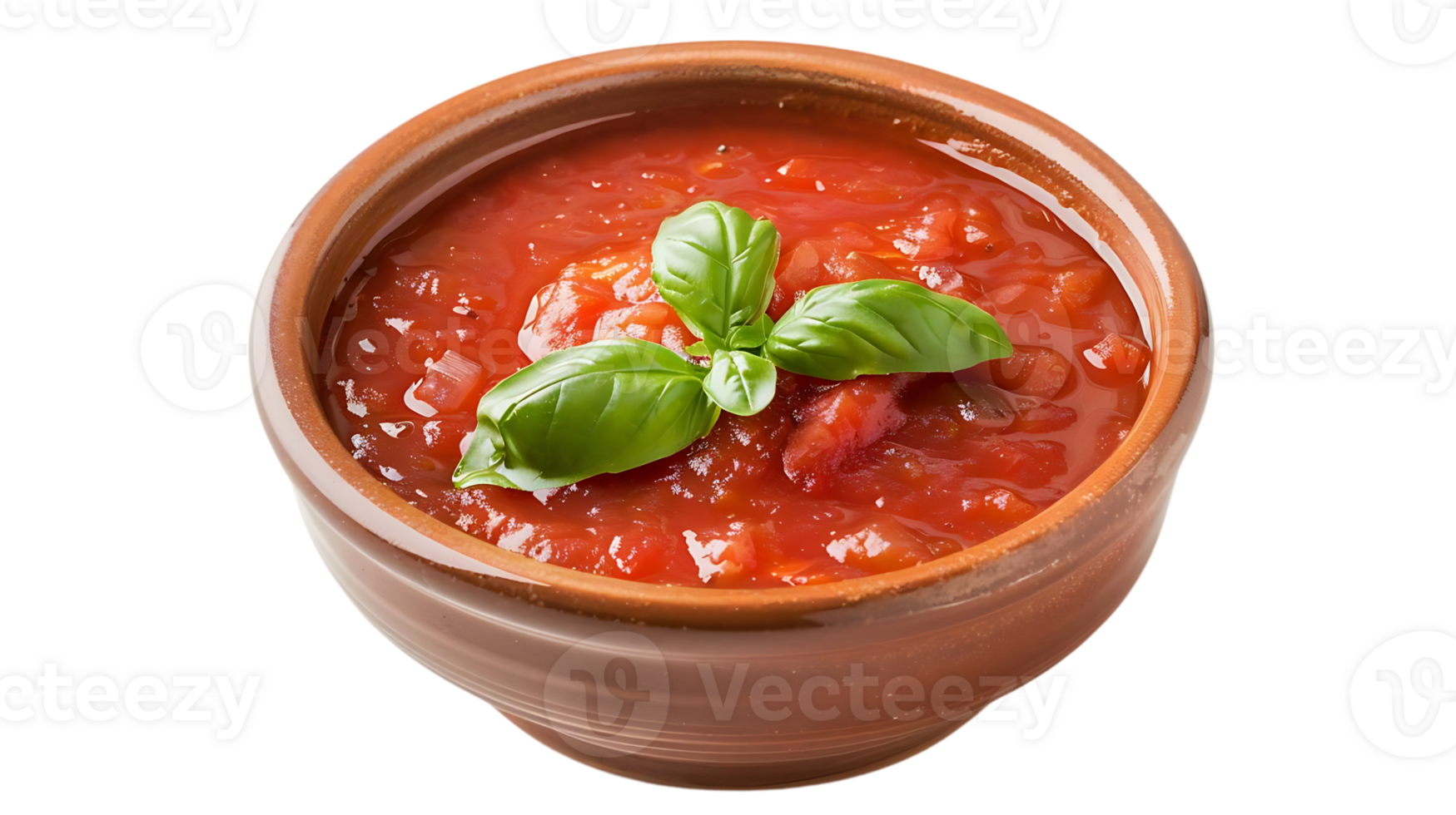 Photo of a Bowl of Tomato Sauce with Basil png