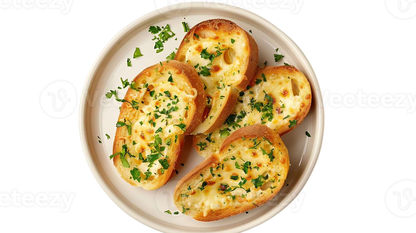 Garlic Bread with Cheese and Parsley - Food Photography png