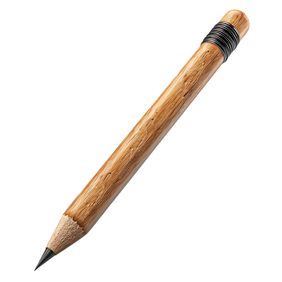 Wooden Pencil with Black Eraser, Isolated on Black Background png