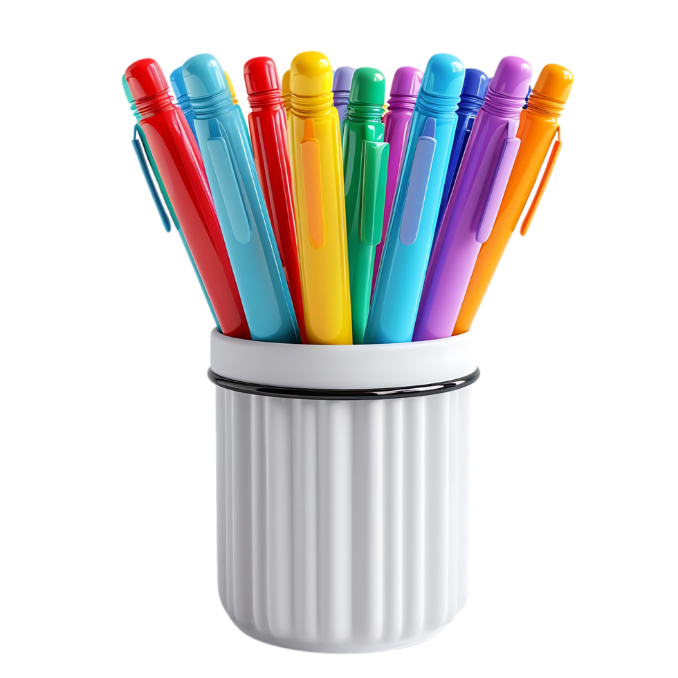 Colorful Pens in a White Holder png