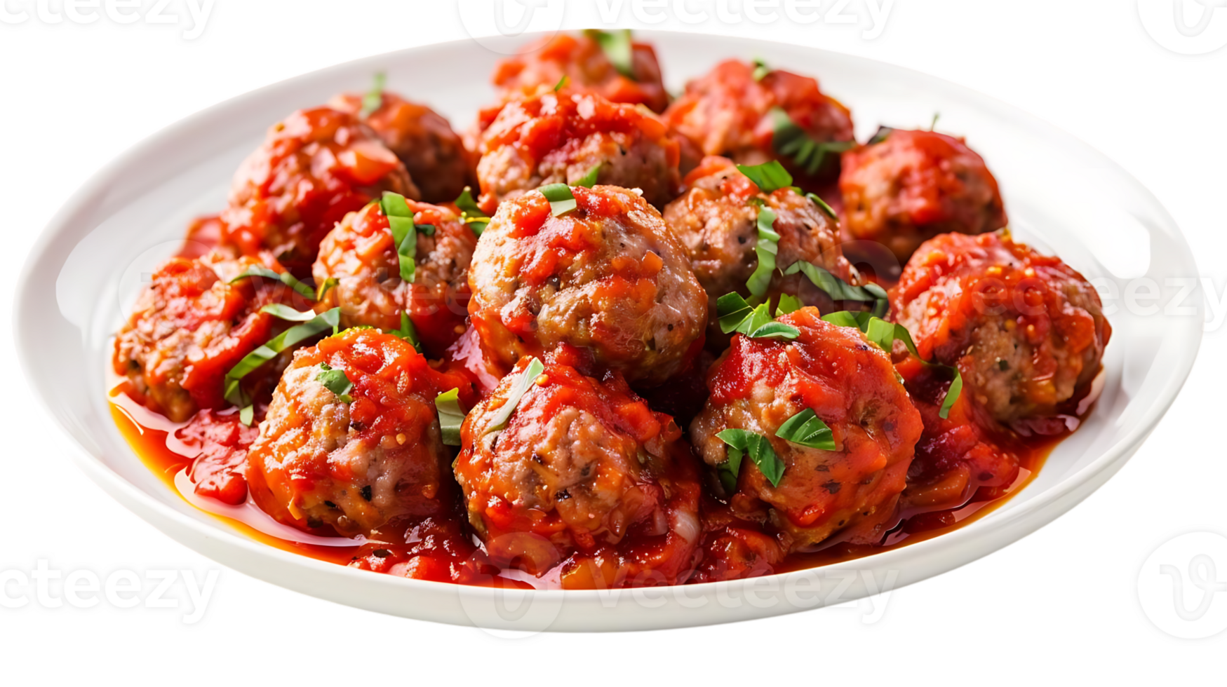 Delicious Italian Meatballs in Tomato Sauce with Basil Illustration png