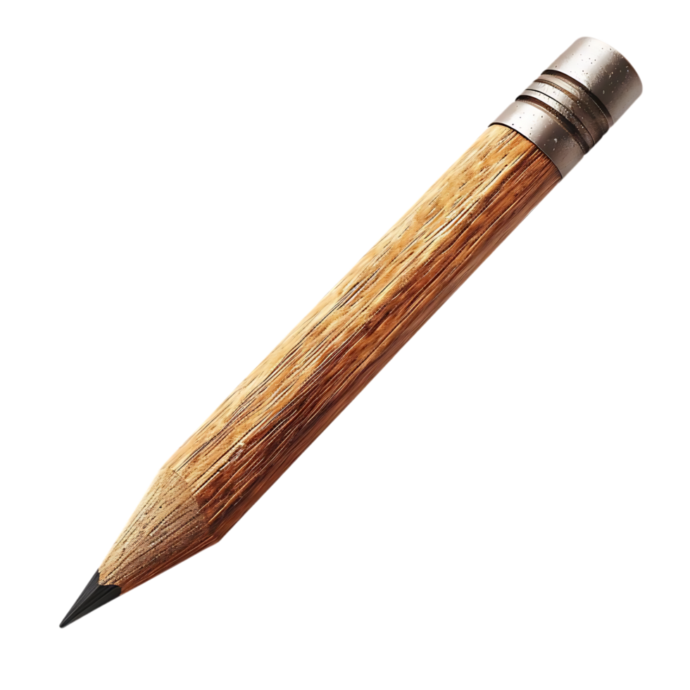 Wooden Pencil with Metal Top - Graphite Writing Utensil png