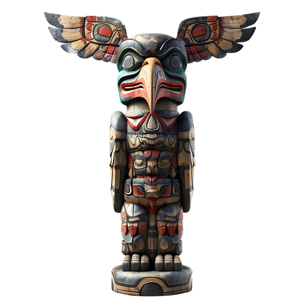 Native American Totem Pole with Eagle Design png