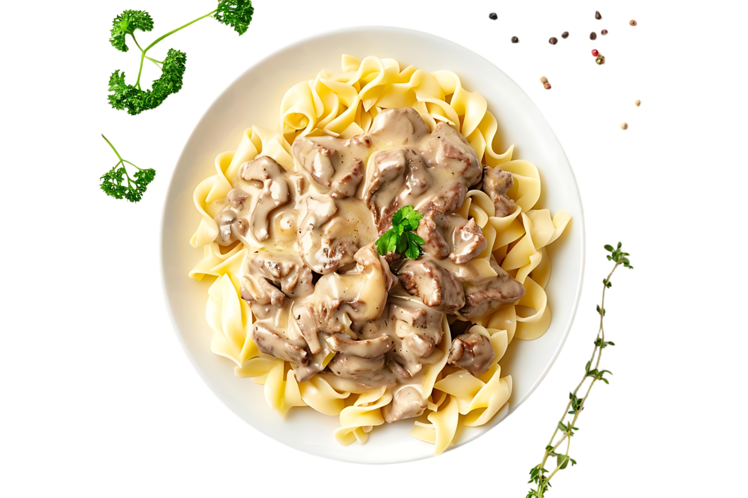 Photo of a Delicious Plate of Creamy Mushroom and Beef Stroganoff Pasta