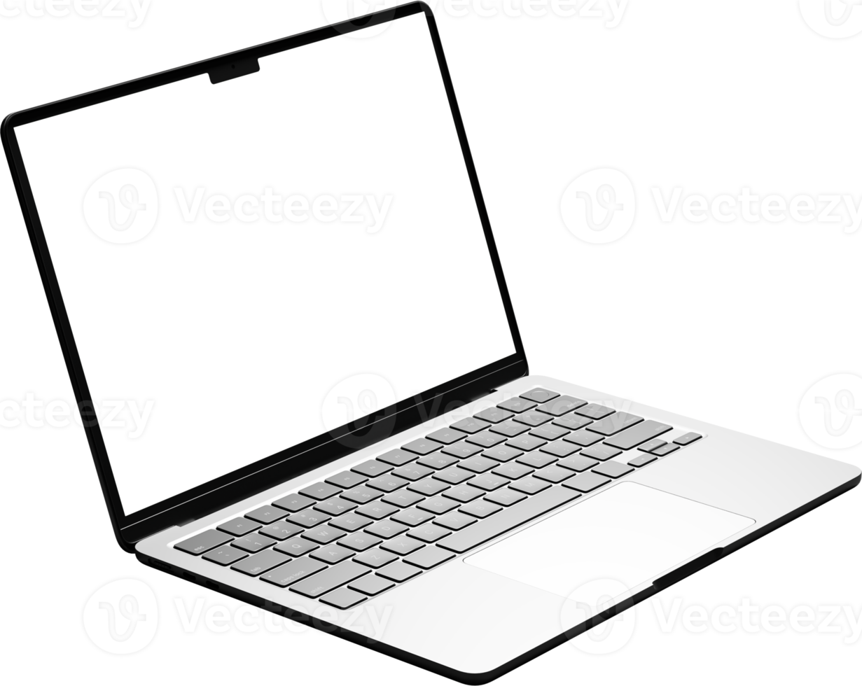 Isolated Laptop with Empty Screen png