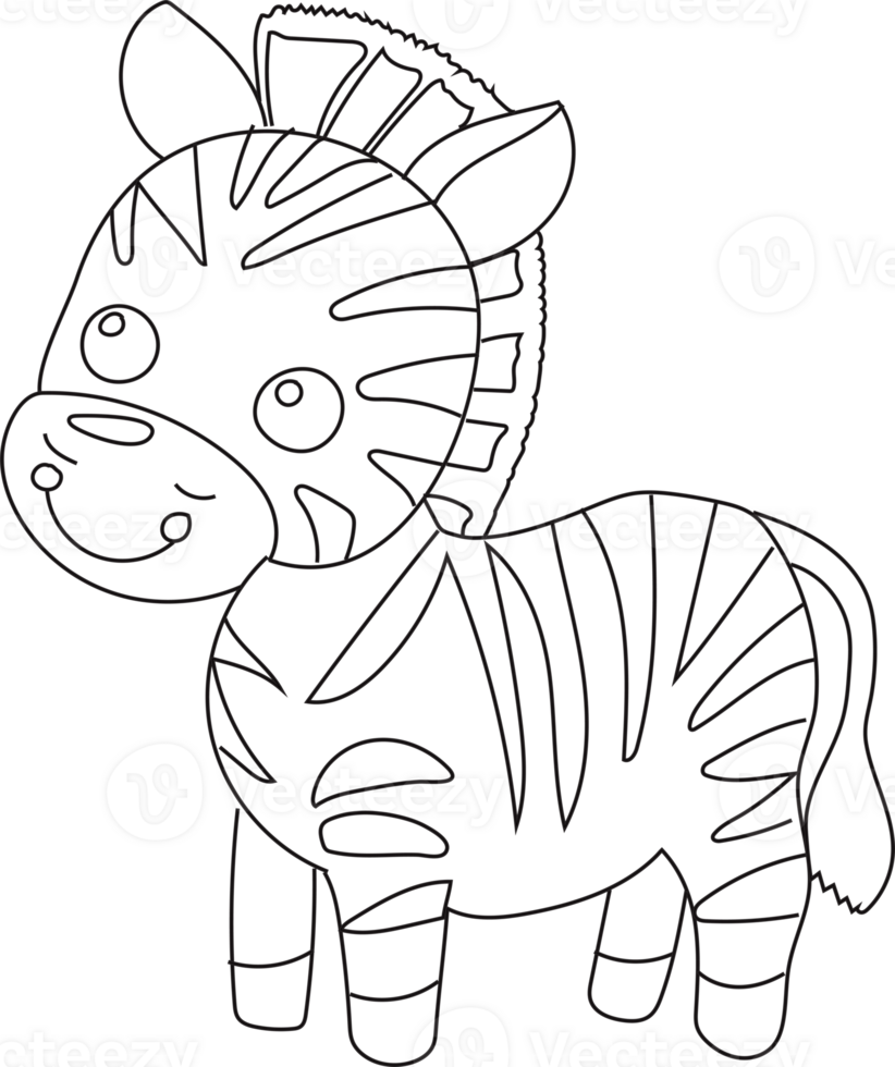 Outline of zebra in cartoon style png