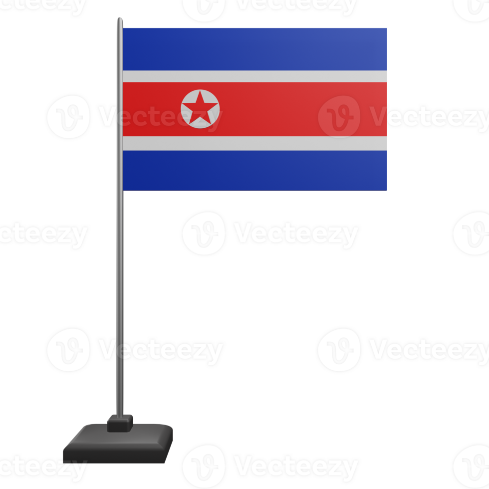 3 D illustration North Korea Flag icon png