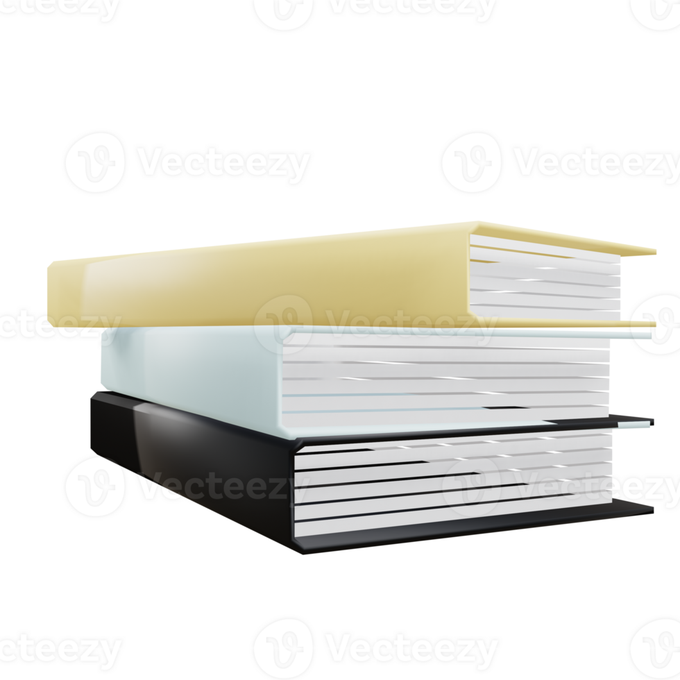 3 D illustration of stack of book icon png